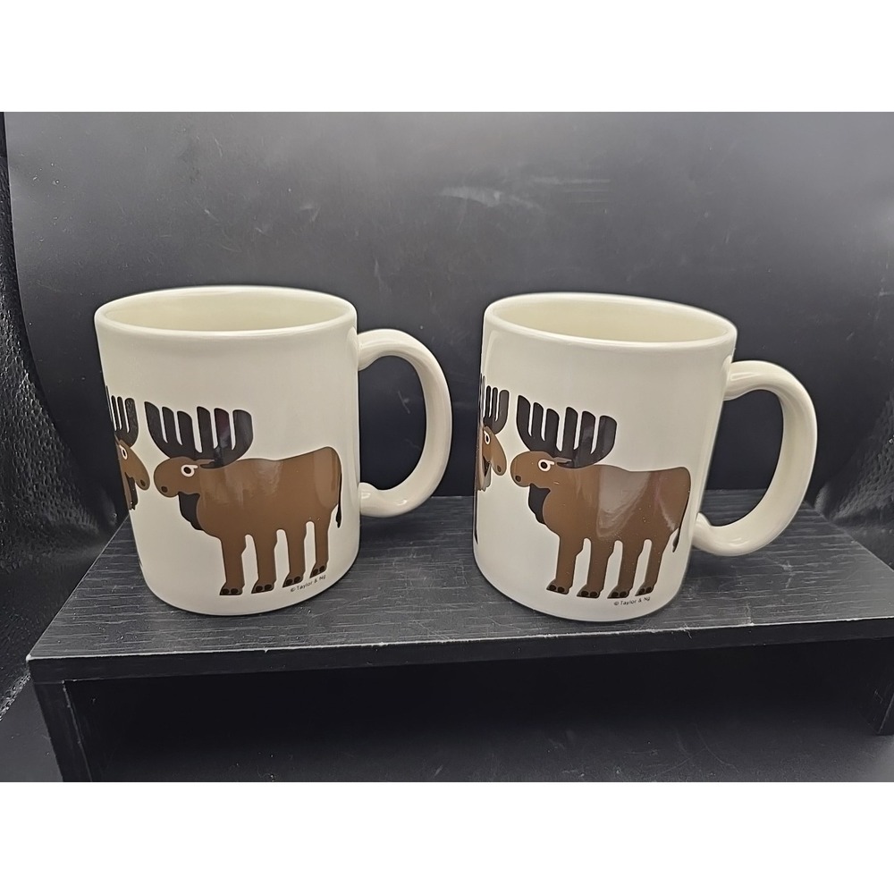 Vintage  Taylor & Ng Moose Coffee Tea Mugs Cups Lot Of 2